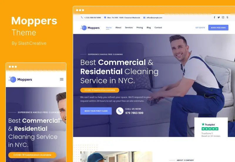 Moppers Theme - Cleaning Company and Services WordPress Theme