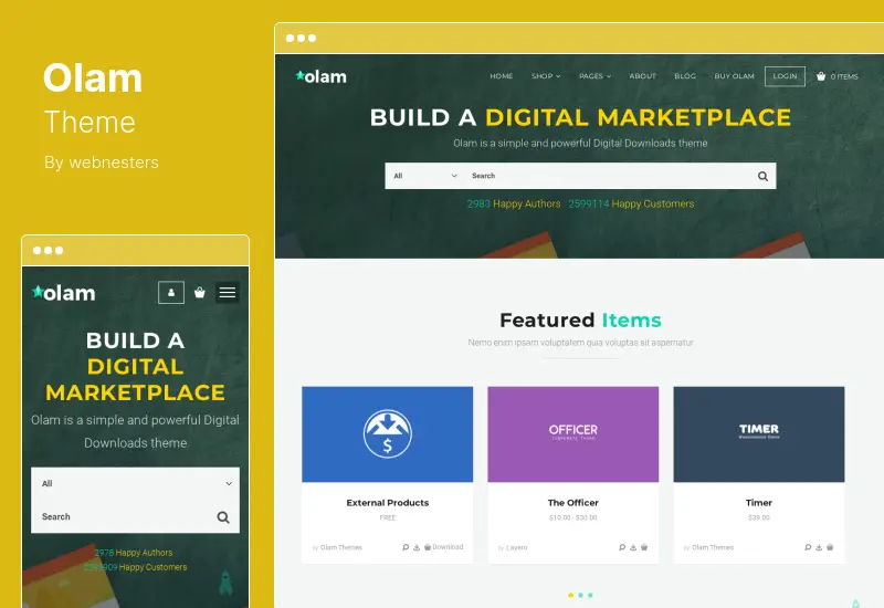 Olam Theme - Easy Digital Downloads Marketplace WordPress Theme