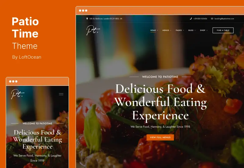 PatioTime Theme - Restaurant WordPress Theme