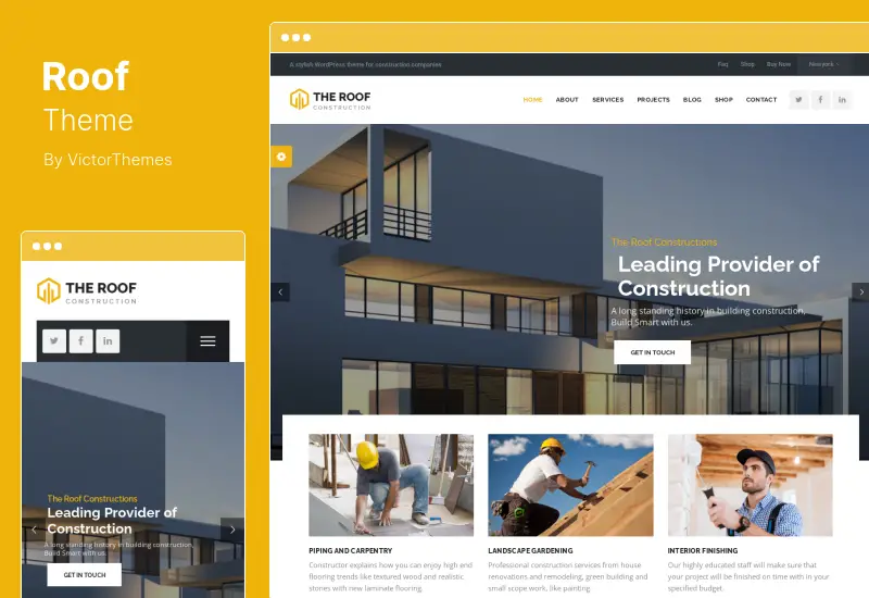 Roof Theme - Construction and Building Business WordPress Theme