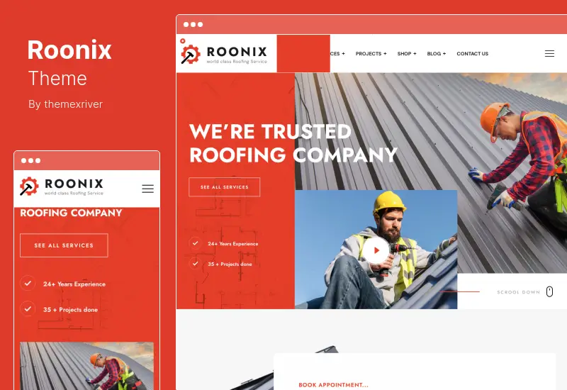 Roonix Theme - Roofing Services WordPress Theme