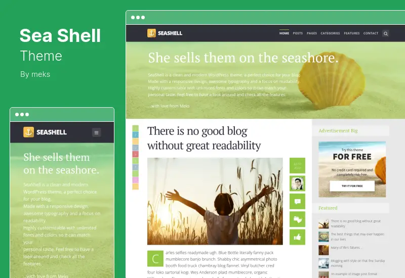 SeaShell Theme - Modern Responsive WordPress Blog Theme