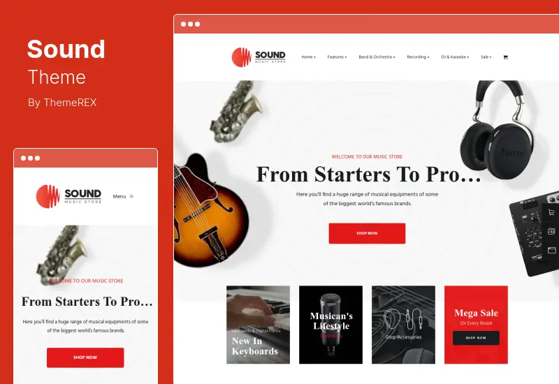 Sound Theme - Musical Instruments Online Store WordPress Theme