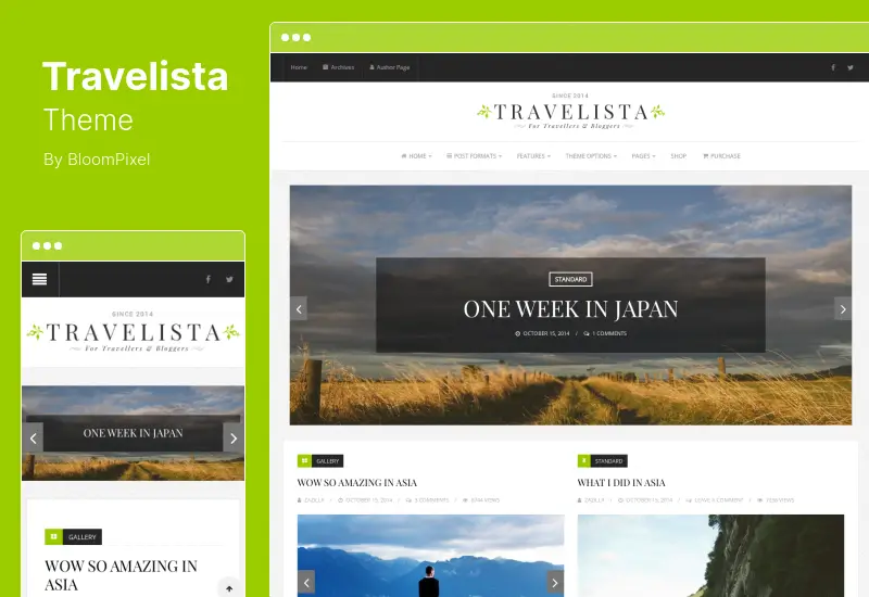 Travelista Theme -  Blog WordPress Theme