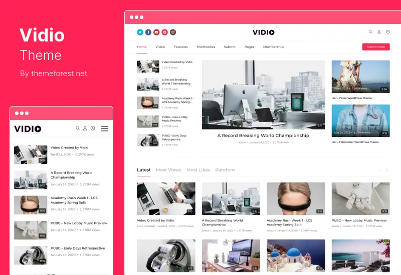 Vidio Theme -  Video Manager WordPress Theme