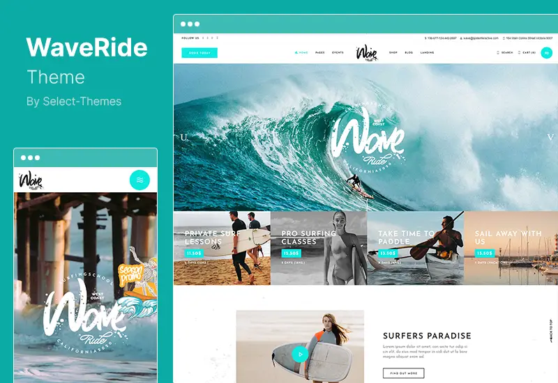 WaveRide Theme - Surfing and Water Sports WordPress Theme