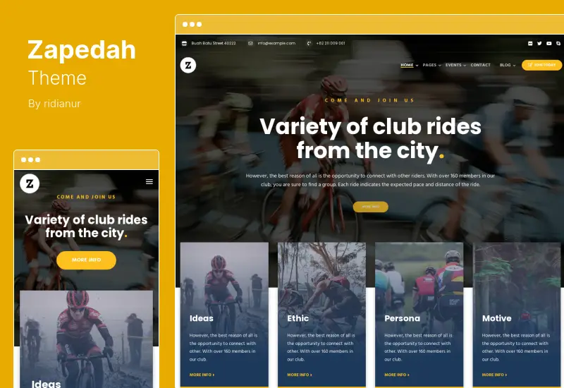Zapedah Theme - Cycling Club WordPress Theme