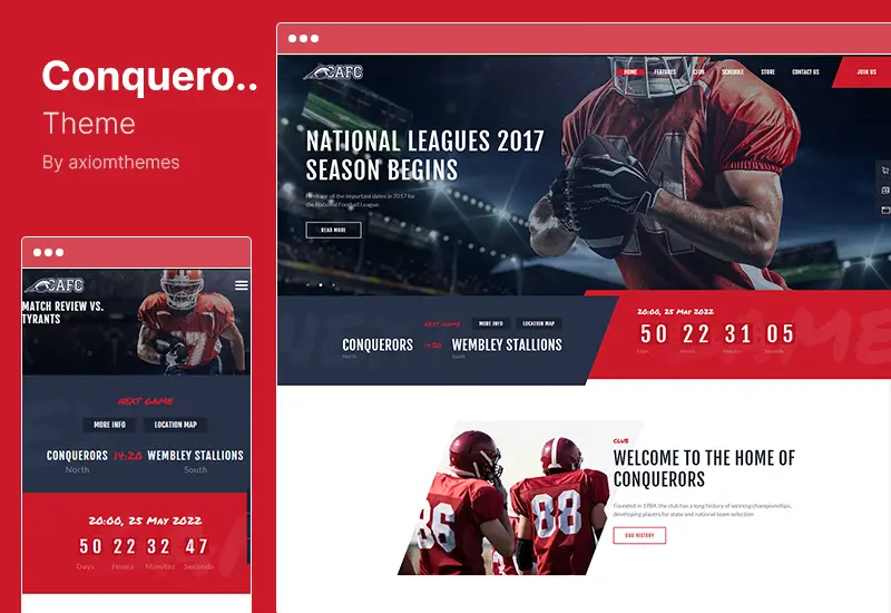 Conquerors Theme - American Football & NFL WordPress Theme