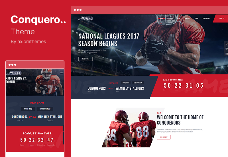 Conquerors Theme - American Football & NFL WordPress Theme