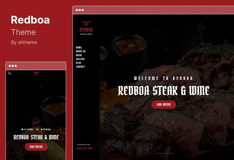 Redboa Theme - Steakhouse Restaurant WordPress Theme