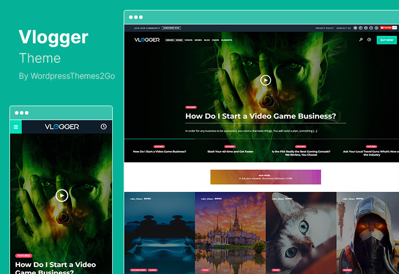 Vlogger Theme - Professional Video & Tutorials WordPress Theme