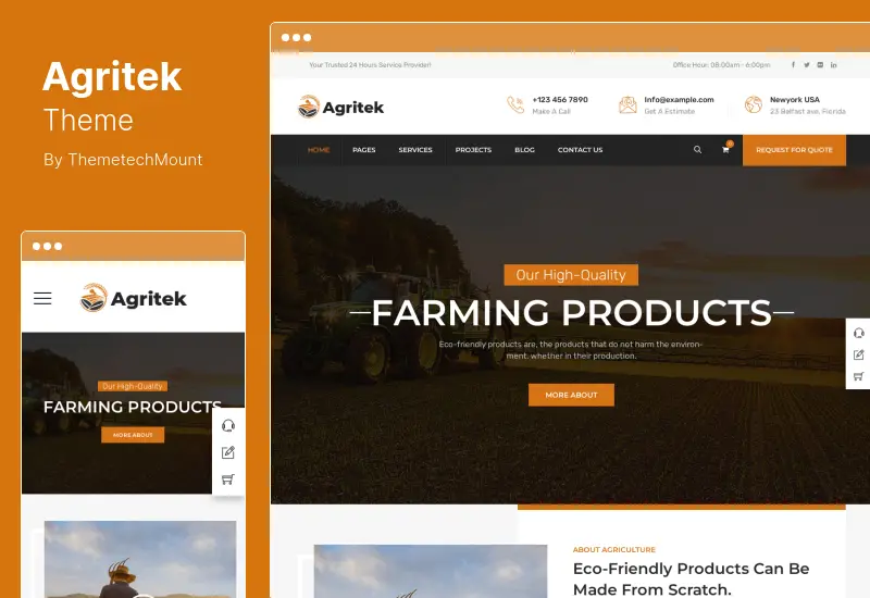 Agritek Theme - Agriculture, Dairyfarm and Gardening WordPress Theme