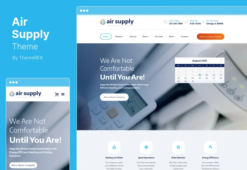 Air Supply Theme - Conditioning Company and Heating Services WordPress Theme