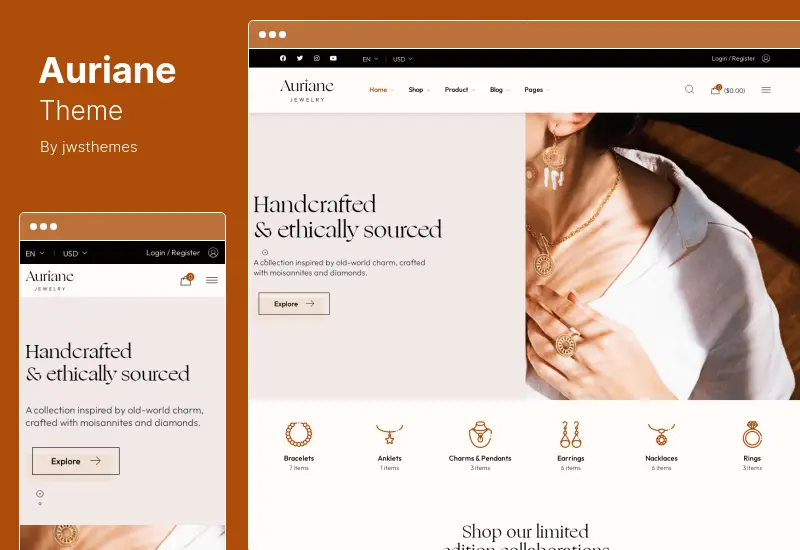 Auriane Theme - Handcrafted Jewelry Store WordPress Theme