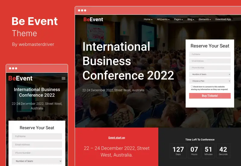 BeEvent Theme - Single or Multi Events & Conferences WordPress Theme
