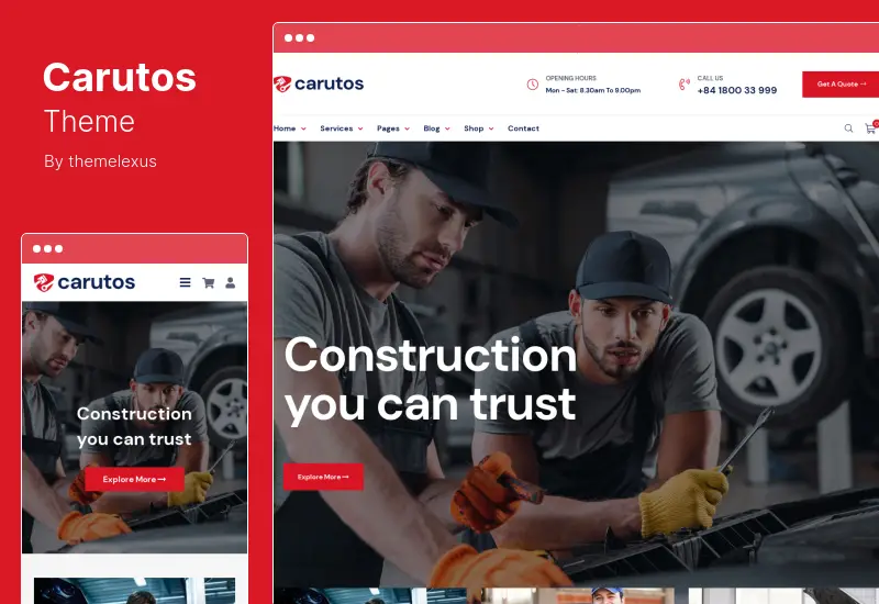 Carutos Theme - Car Repair Services & Auto Parts WooCommerce WordPress Theme