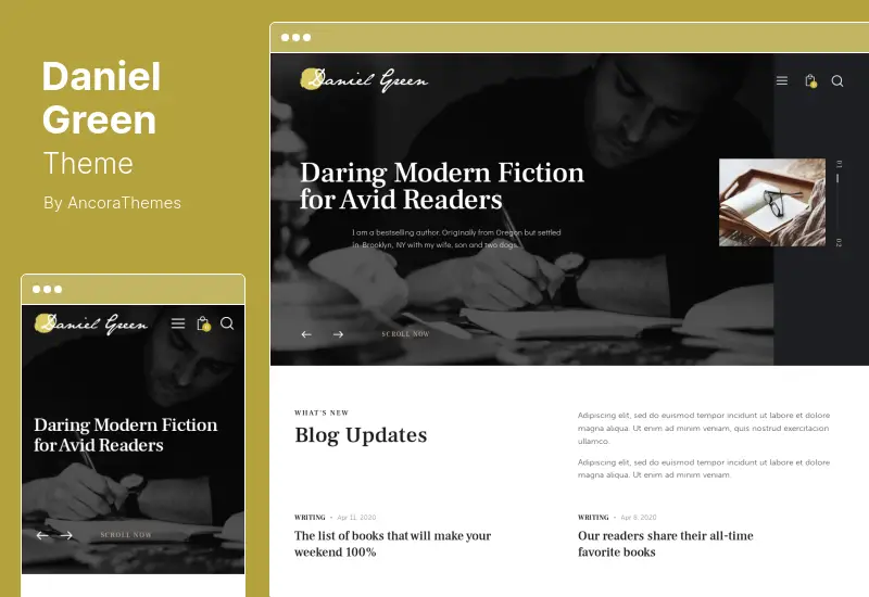 Daniel Green Theme - Blog for Writers and Journalists With Bookstore WordPress Theme