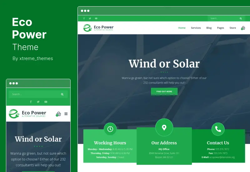 EcoPower Theme - Alternative Power & Solar Energy Company WordPress Theme