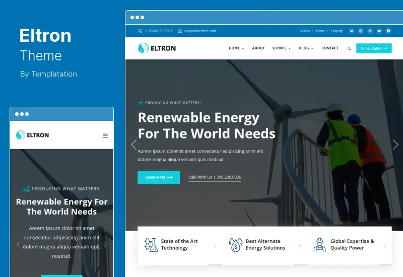 Eltron Theme - Solar Energy WordPress Theme