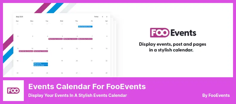 Events Calendar for FooEvents Plugin - Display Your Events in a Stylish Events Calendar
