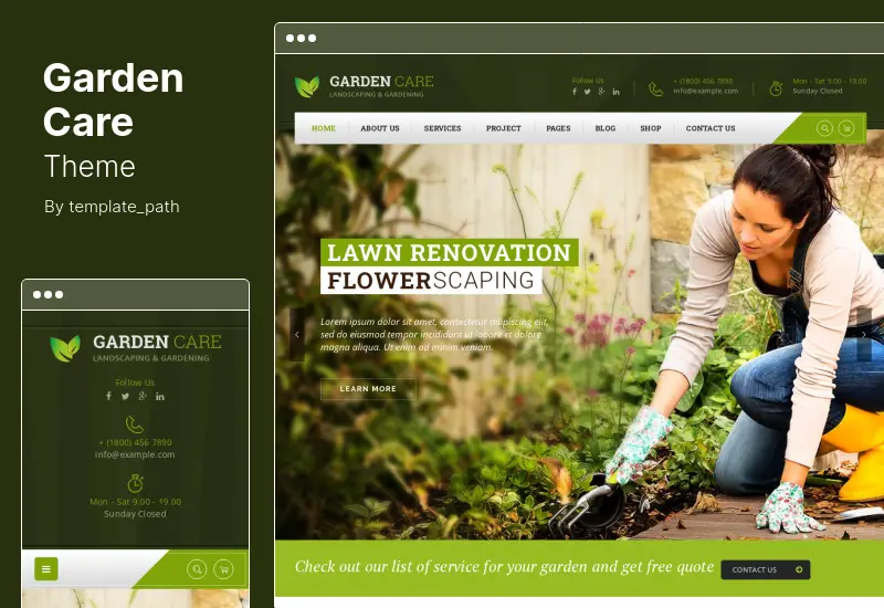 Garden Care Theme - Gardening and Landscaping WordPress Theme