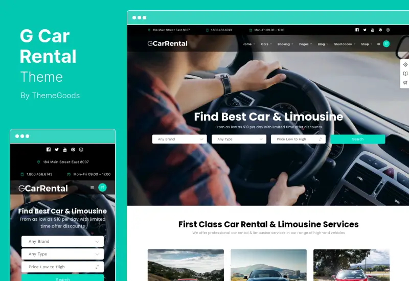 GCarRental Theme - Car Rental and Limousine WordPress Theme