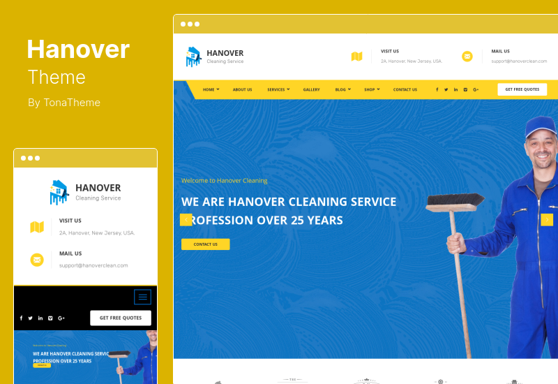 Hanover Theme - Cleaning Business Company WordPress Theme