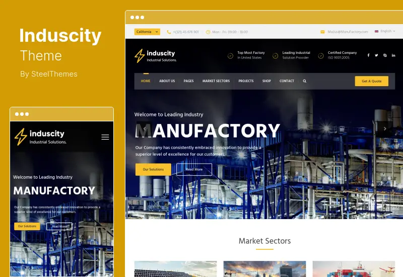 Induscity Theme - Factory and Manufacturing WordPress Theme