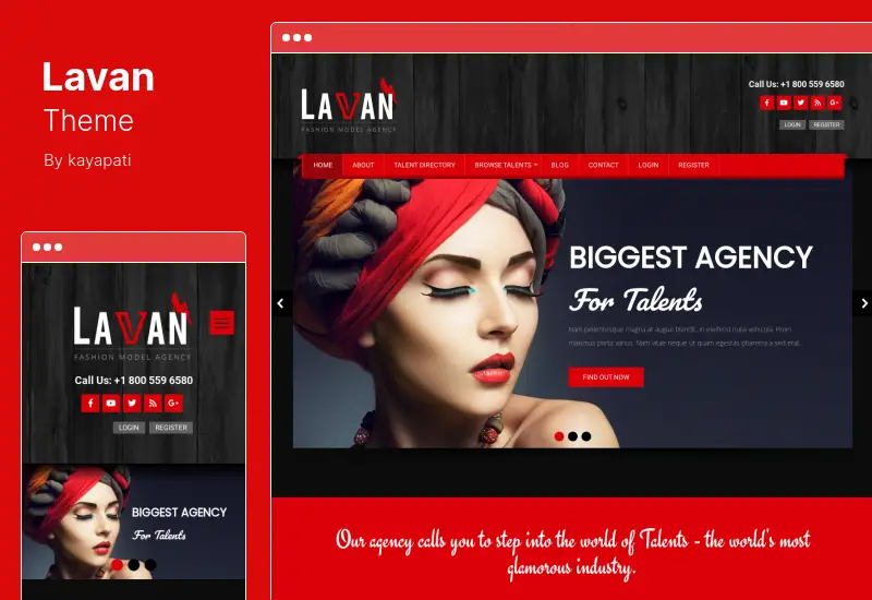 Lavan Theme - Fashion Model Agency CMS WordPress Theme