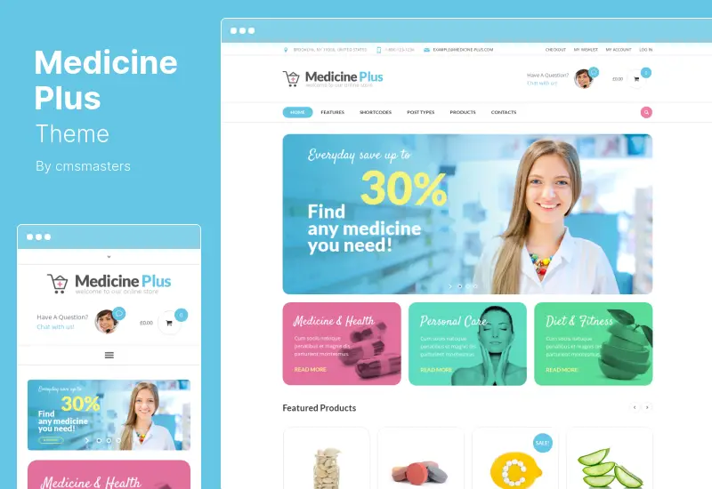 Medicine Plus Theme - Medical Pharmacy & Drugstore WordPress Theme