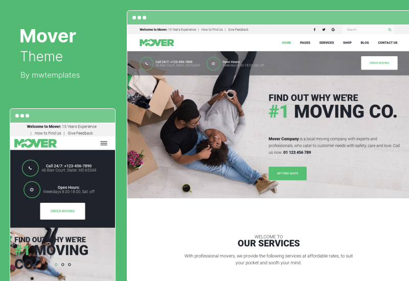 Mover Theme - Moving Company & Storage Services WordPress Theme