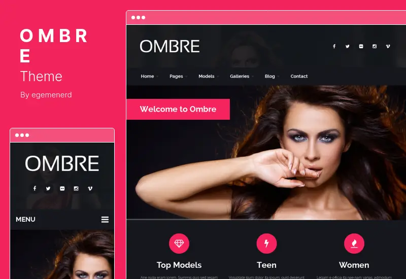 OMBRE Theme - Model Agency Fashion WordPress Theme