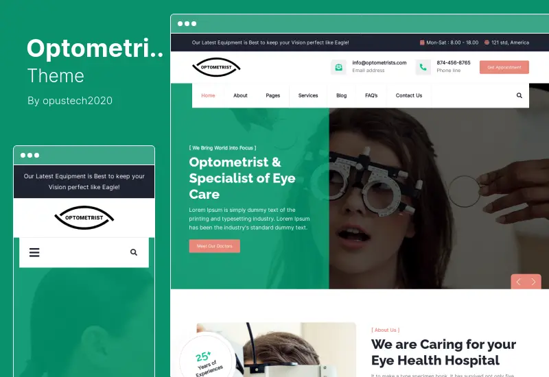Optometrist Theme - Optical and Eye Care WordPress Theme