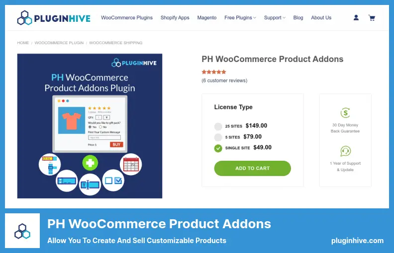 PH WooCommerce Product Addons Plugin - Allow You to Create and Sell Customizable Products