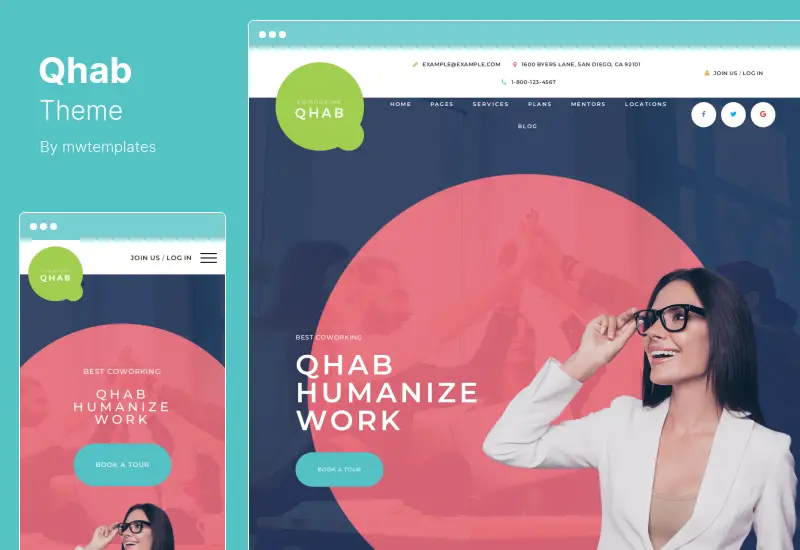 Qhab Theme - Сoworking and Office Space WordPress Theme