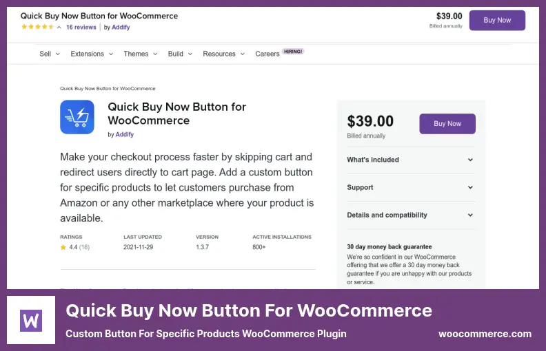Quick Buy Now Button for WooCommerce Plugin - Custom Button for Specific Products WooCommerce Plugin