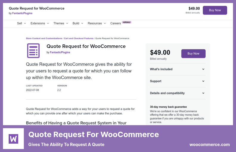 Quote Request for WooCommerce Plugin - Gives The Ability to Request a Quote