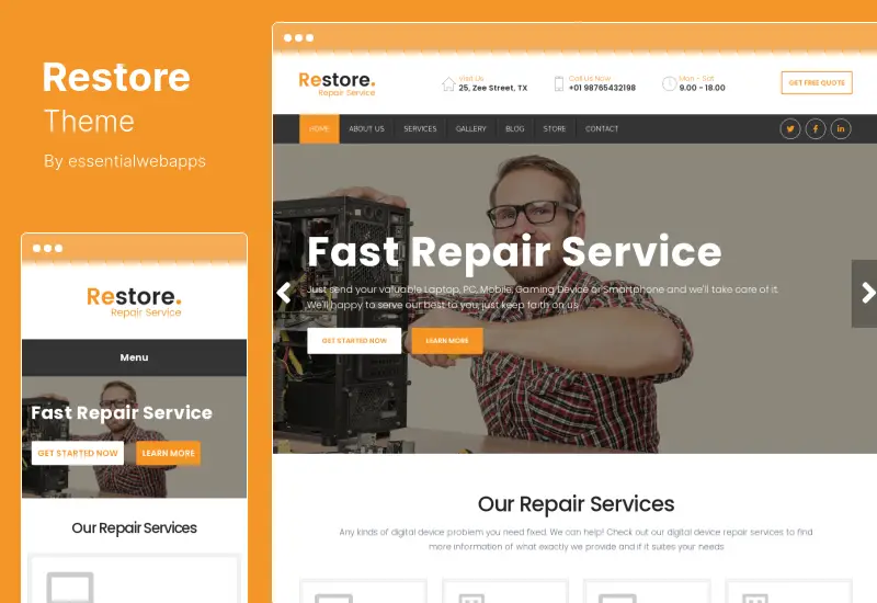 Restore Theme - Computer, Mobile & Digital Repair Service WordPress Theme