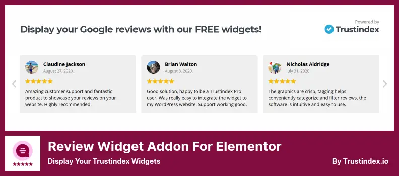 Review Widget Addon for Elementor Plugin - Display Your Trustindex Widgets