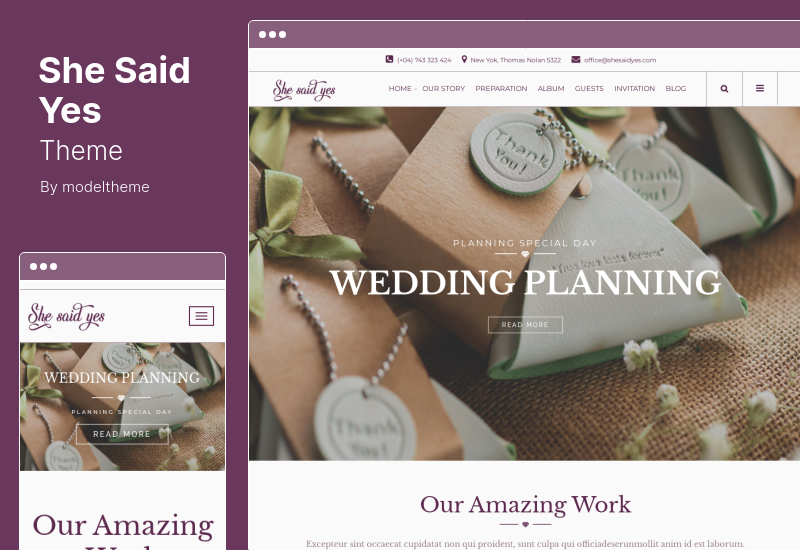 SheSaidYes Theme - Engagement & Wedding WordPress Theme