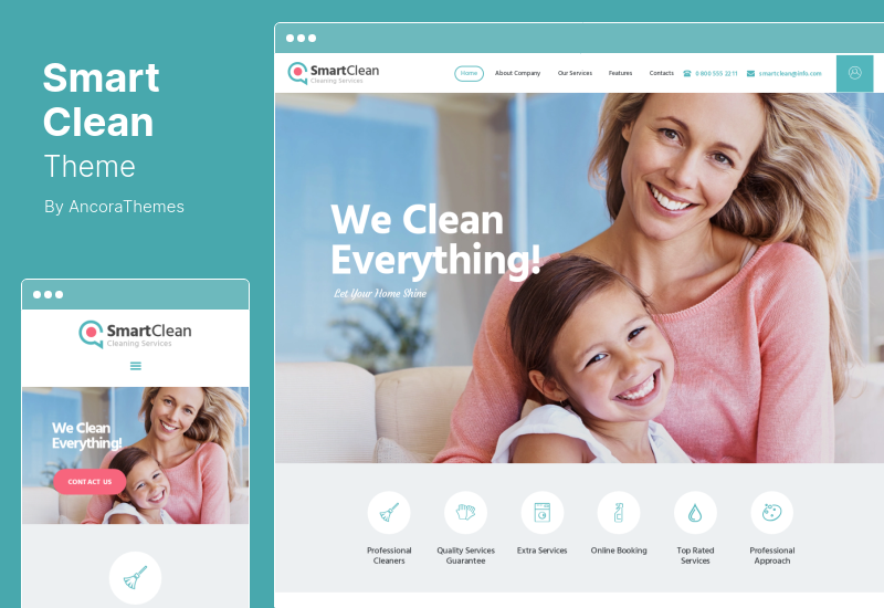 SmartClean Theme - Housekeeping, Washing & Cleaning Company WordPress Theme