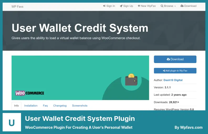 User Wallet Credit System Plugin - WooCommerce Plugin for Creating a User's Personal Wallet
