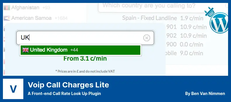 Voip Call Charges Lite Plugin - A Front-end Call Rate Look Up Plugin