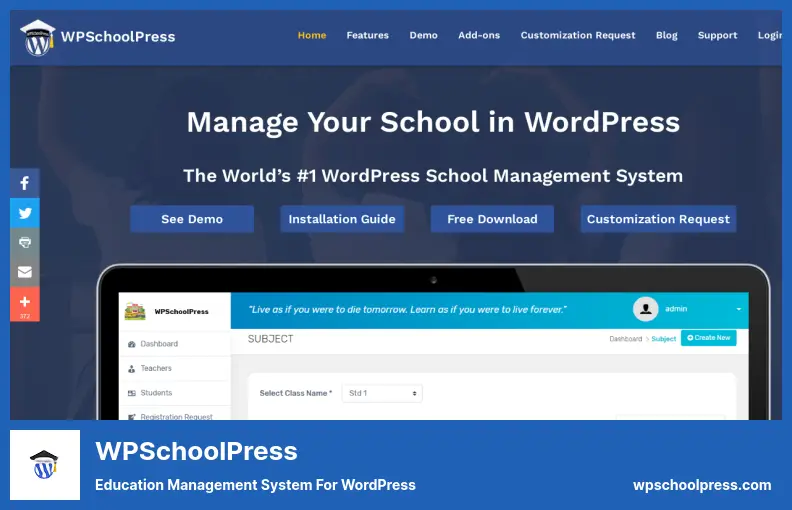 WPSchoolPress Plugin - Education Management System for WordPress