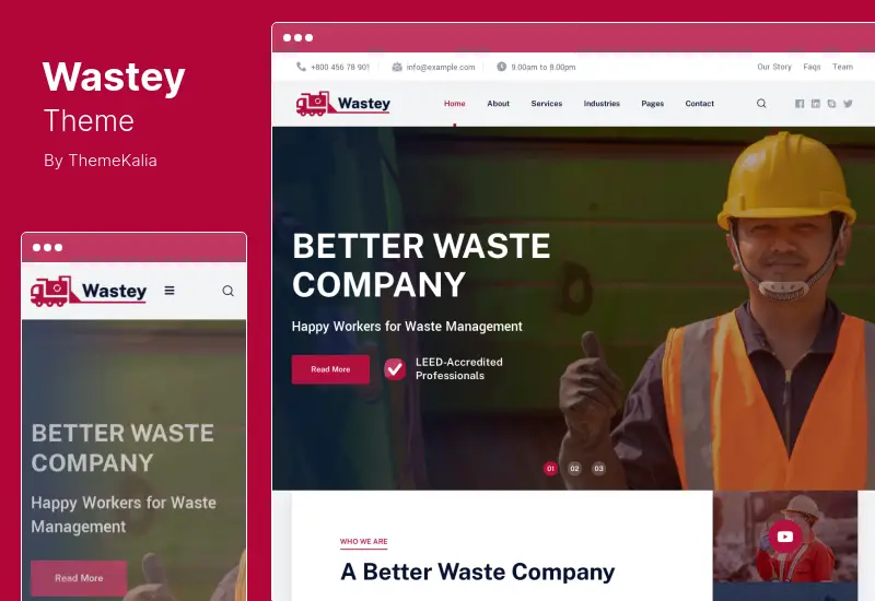 Wastey Theme - Waste Pickup and Disposal Services WordPress Theme