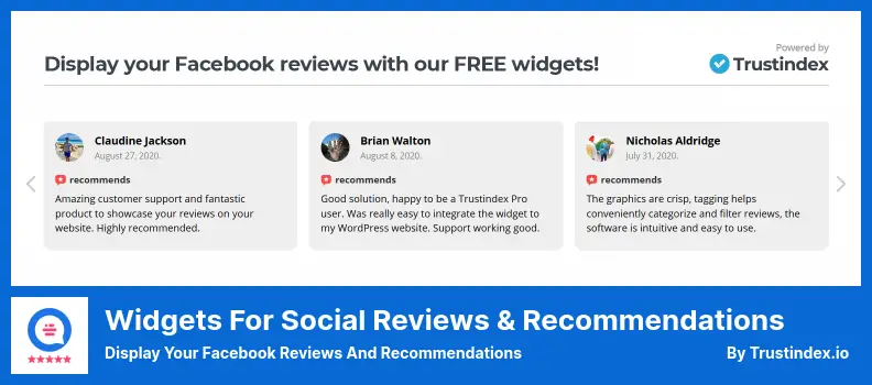 Widgets for Social Reviews & Recommendations Plugin - Display Your Facebook Reviews and Recommendations