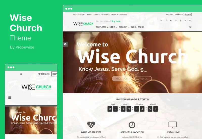 Wise Church Theme - Multipurpose Online Ministry WordPress Theme
