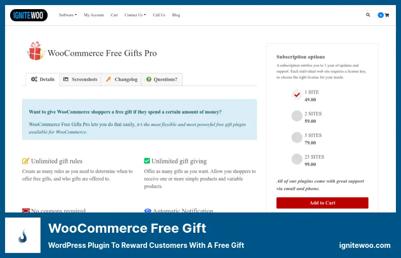 WooCommerce Free Gift Plugin - WordPress Plugin to Reward Customers With a Free Gift