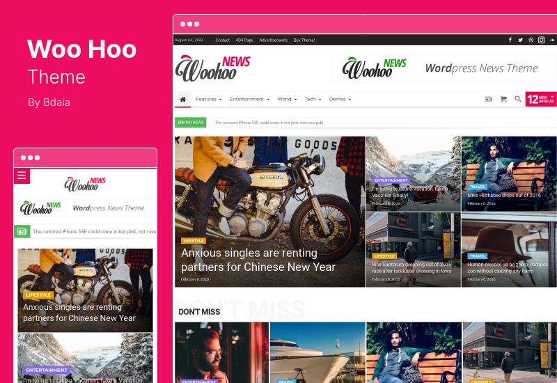 WooHoo Theme - Newspaper Magazine News BuddyPress AMP WorrdPress Theme