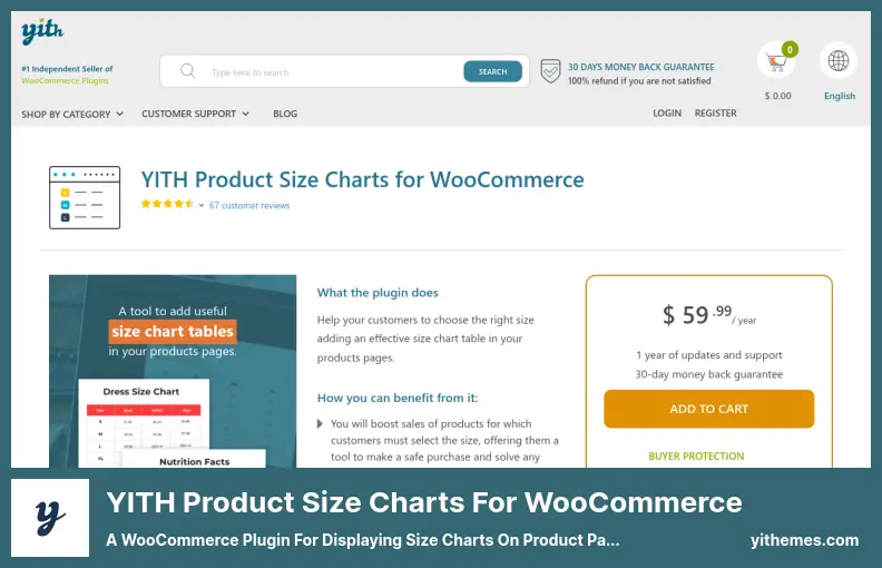 YITH Product Size Charts For WooCommerce Plugin - a WooCommerce Plugin for Displaying Size Charts On Product Pages